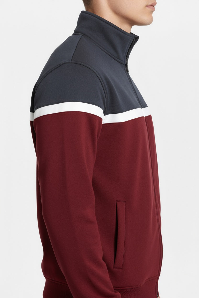 Octave Men Colourblocked Mandarin Neck Sweatshirt