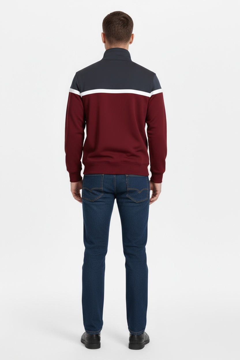 Octave Men Colourblocked Mandarin Neck Sweatshirt