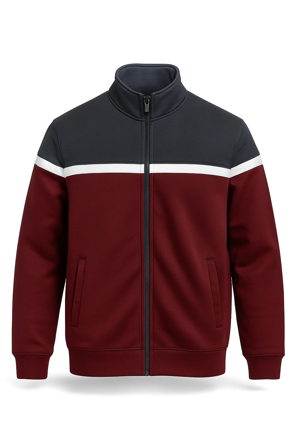 Octave Men Colourblocked Mandarin Neck Sweatshirt