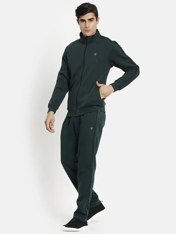 Men Mountain Green Solid Tracksuit