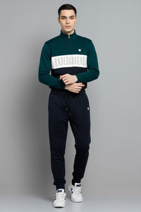 Men Pacific Colourblocked Mock Collar Mid-Rise Tracksuits