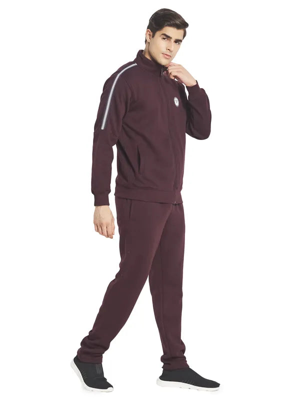 Octave Men Maroon Solid Tracksuit