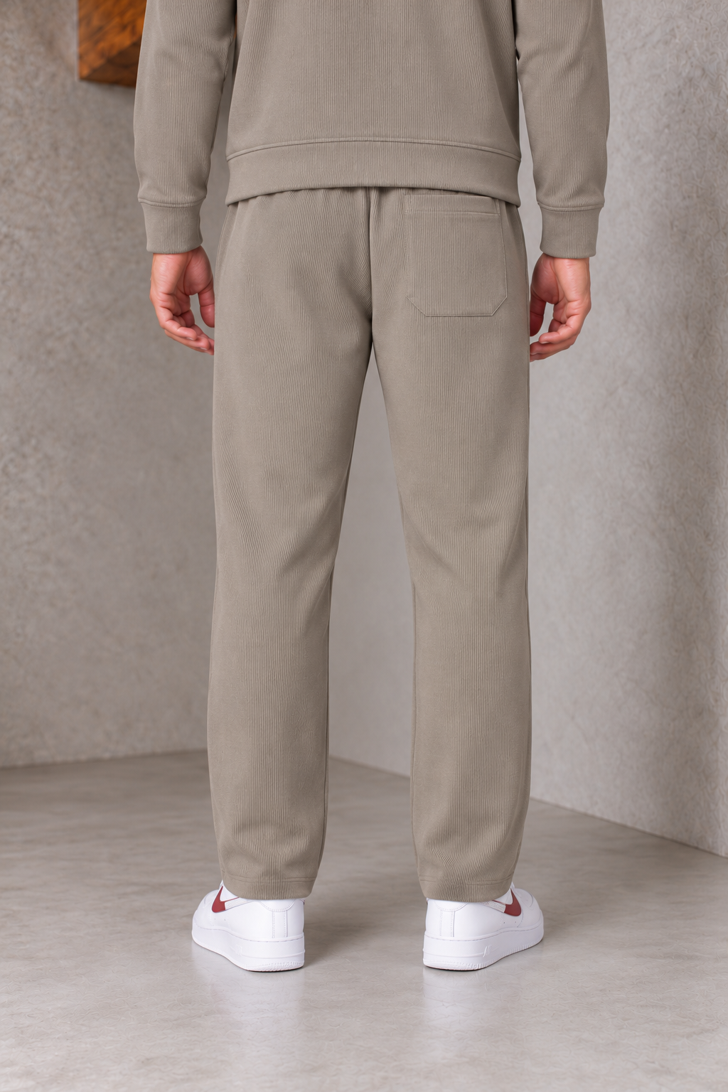 Men’s Mouse Knitted Flat Back Rib Straight-Leg Track Pants with Pockets – Tracksuit Lower