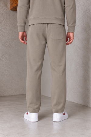 Men’s Mouse Knitted Flat Back Rib Straight-Leg Track Pants with Pockets – Tracksuit Lower