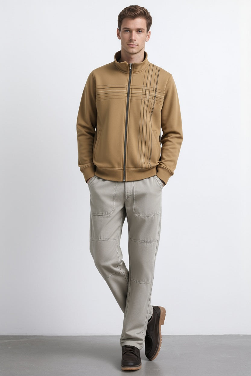 Octave Men Safari Solid Mandrain Neck Sweatshirt
