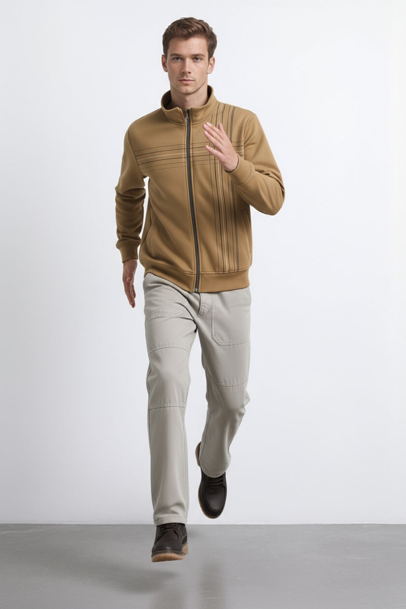 Octave Men Safari Solid Mandrain Neck Sweatshirt