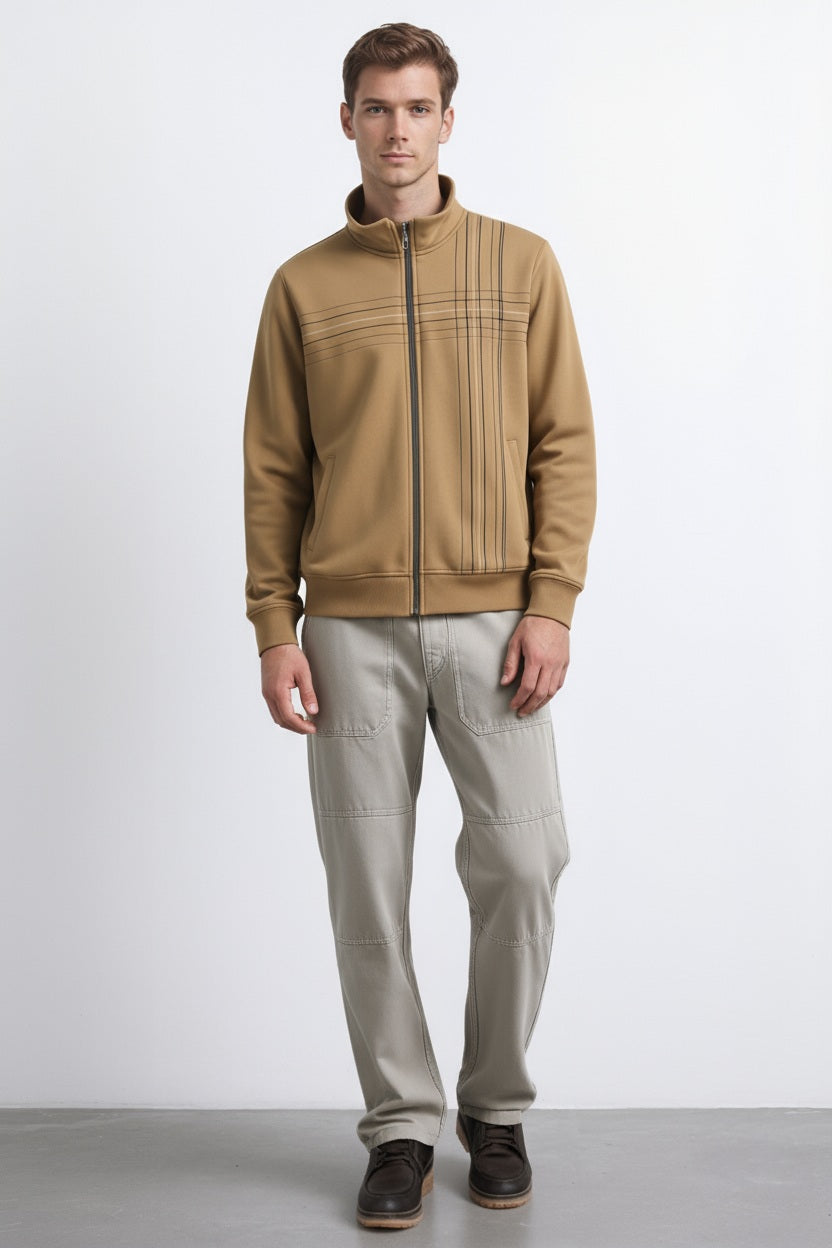 Octave Men Safari Solid Mandrain Neck Sweatshirt