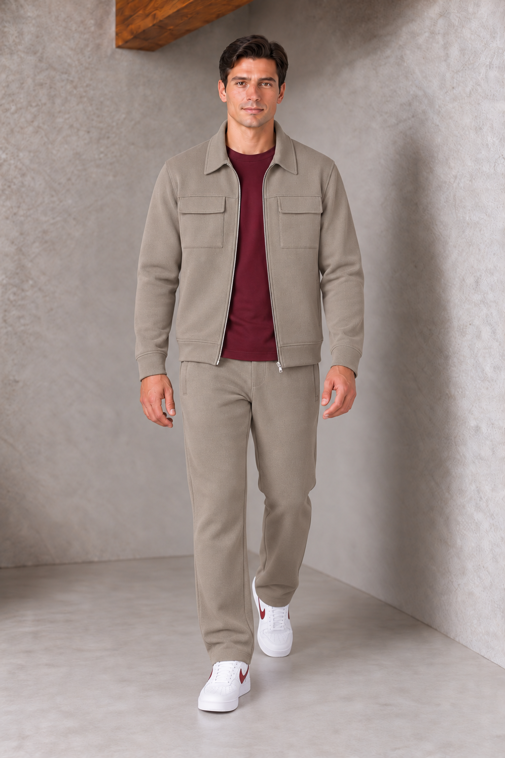 Men’s Mouse Knitted Flat Back Rib Full-Zip Jacket with Chest Flap Pockets – Tracksuit Upper