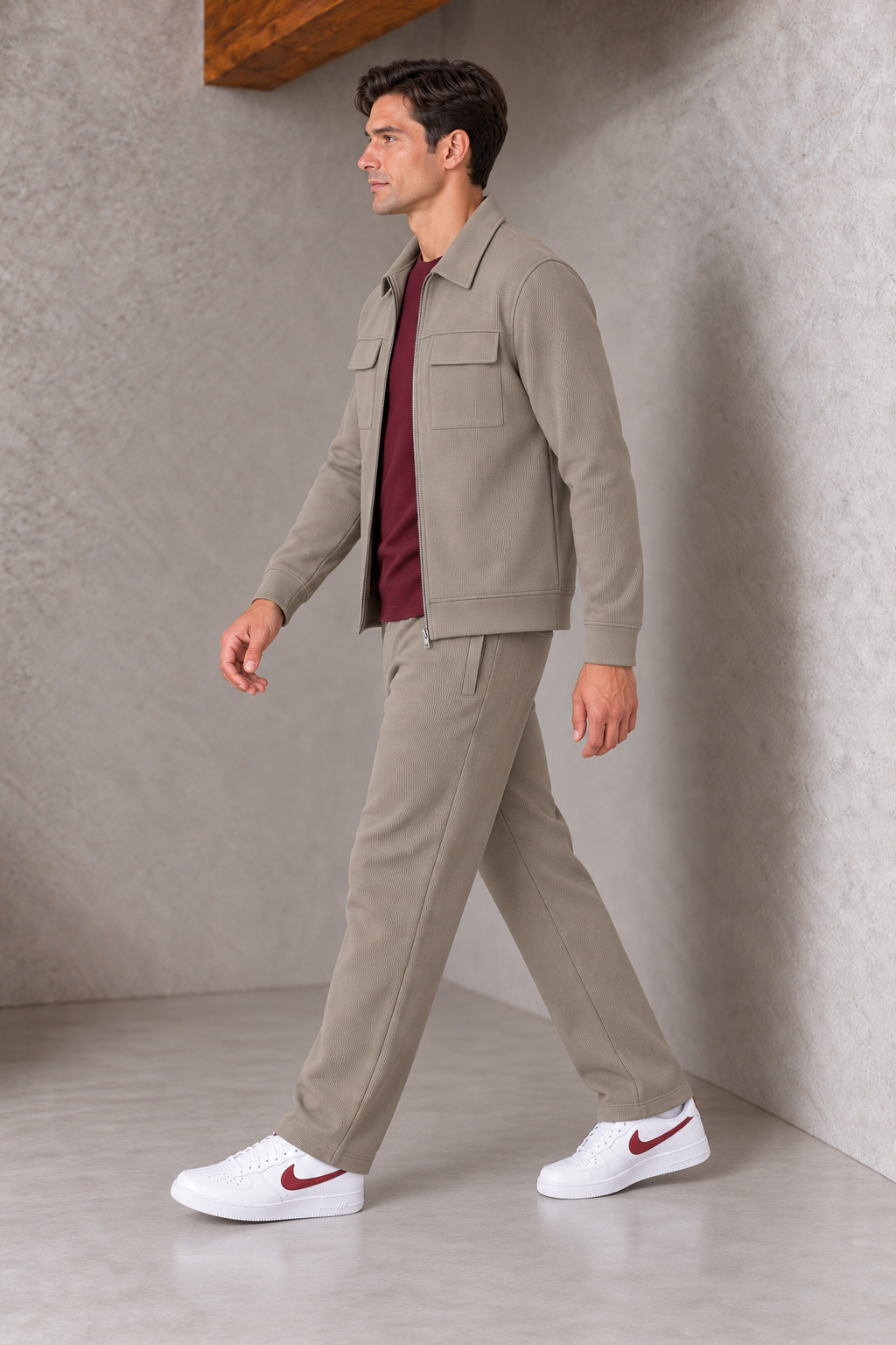 Men’s Mouse Knitted Flat Back Rib Full-Zip Jacket with Chest Flap Pockets – Tracksuit Upper