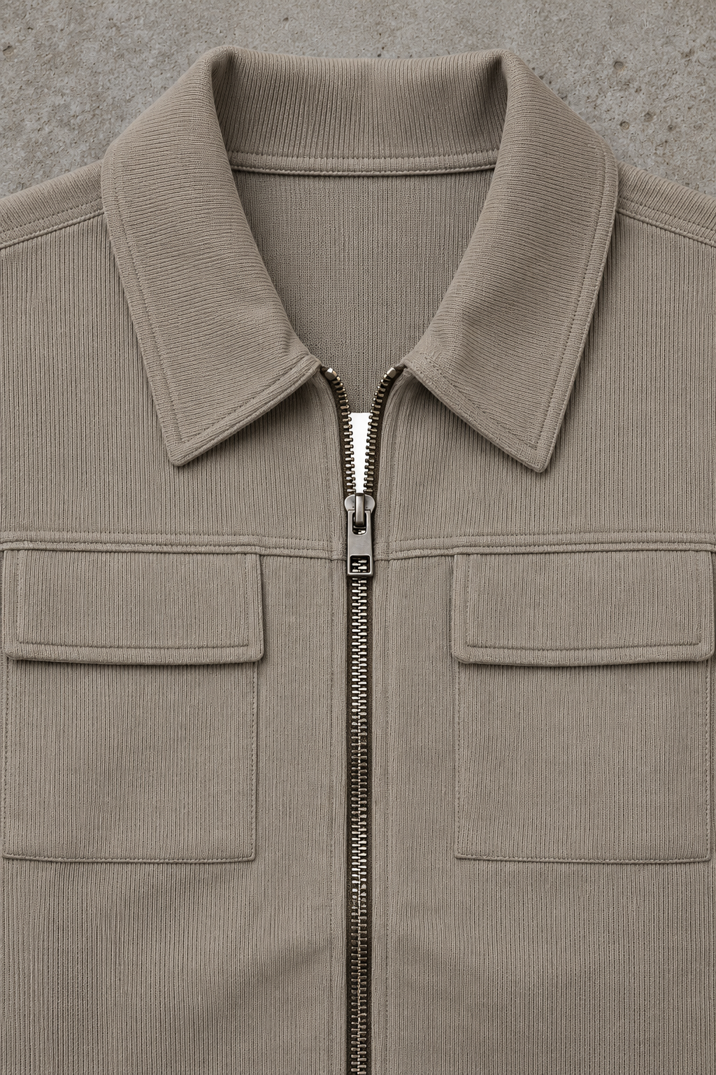 Men’s Mouse Knitted Flat Back Rib Full-Zip Jacket with Chest Flap Pockets – Tracksuit Upper