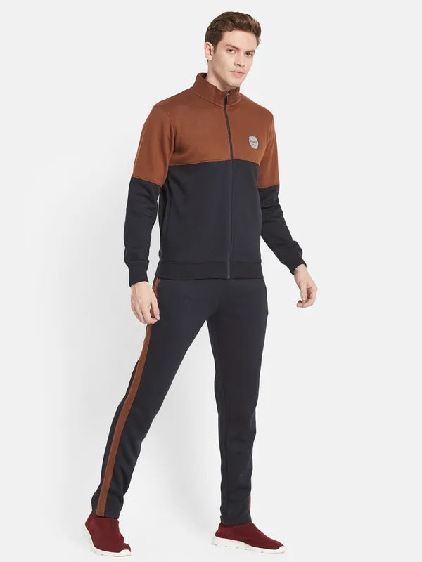 Men Tan Black Colourblocked Tracksuits