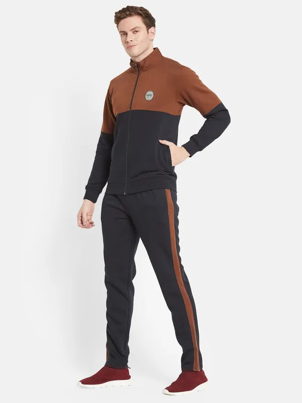 Men Tan Black Colourblocked Tracksuits