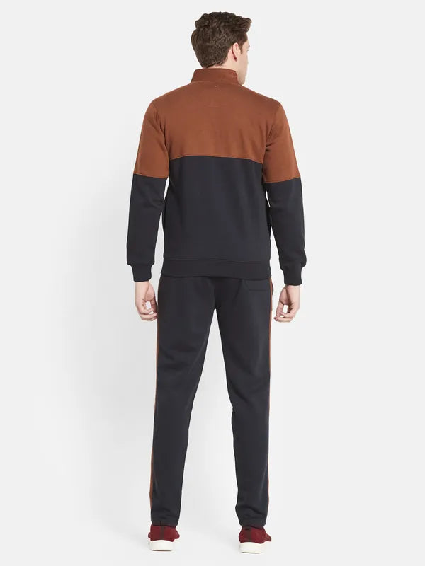 Men Tan Black Colourblocked Tracksuits