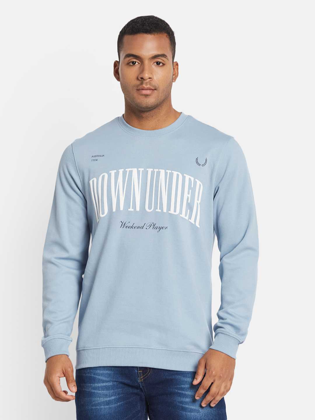 METTLE Men Printed Cotton Sweatshirt