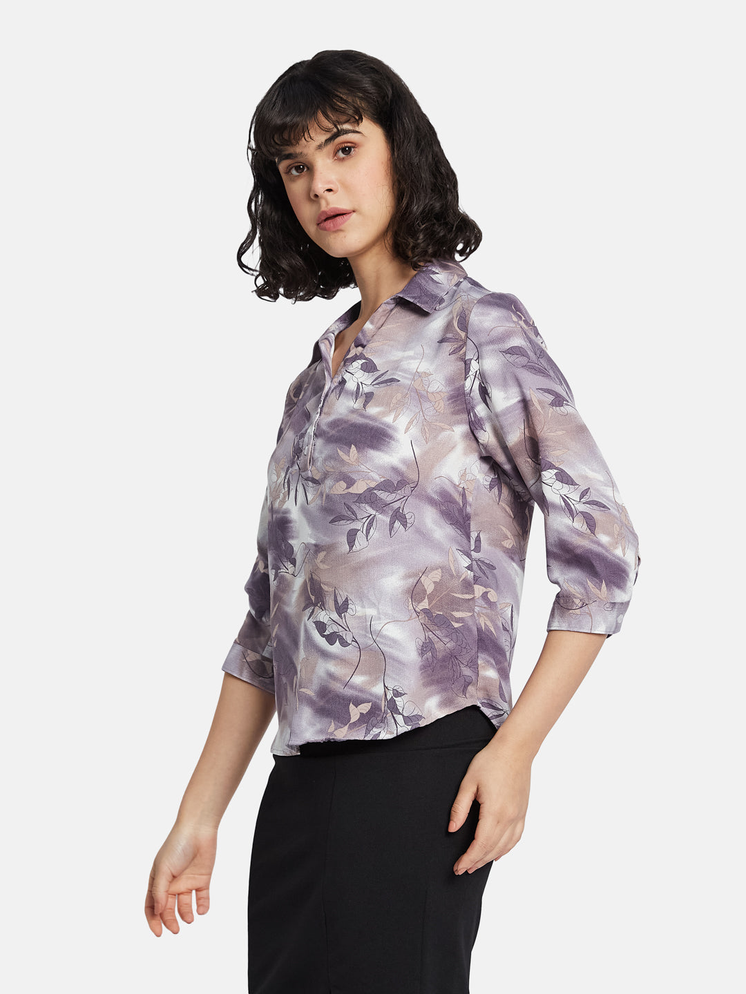 METTLE Floral Print Cotton Shirt Style Top