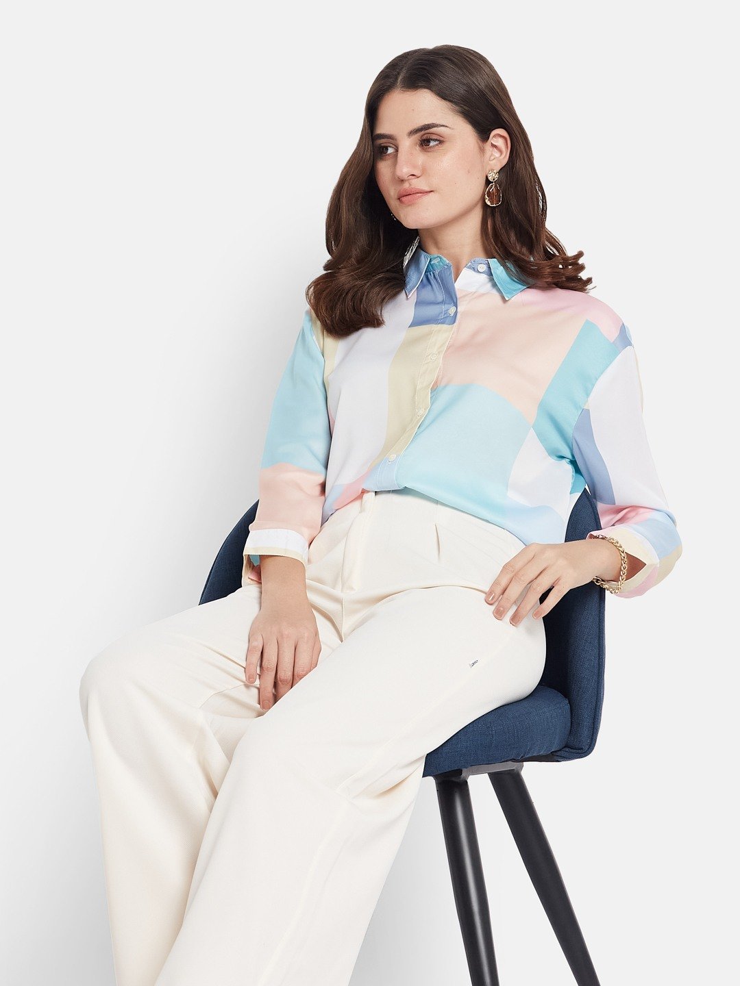 METTLE Women Checked Spread Collar Relaxed Fit Casual Shirt