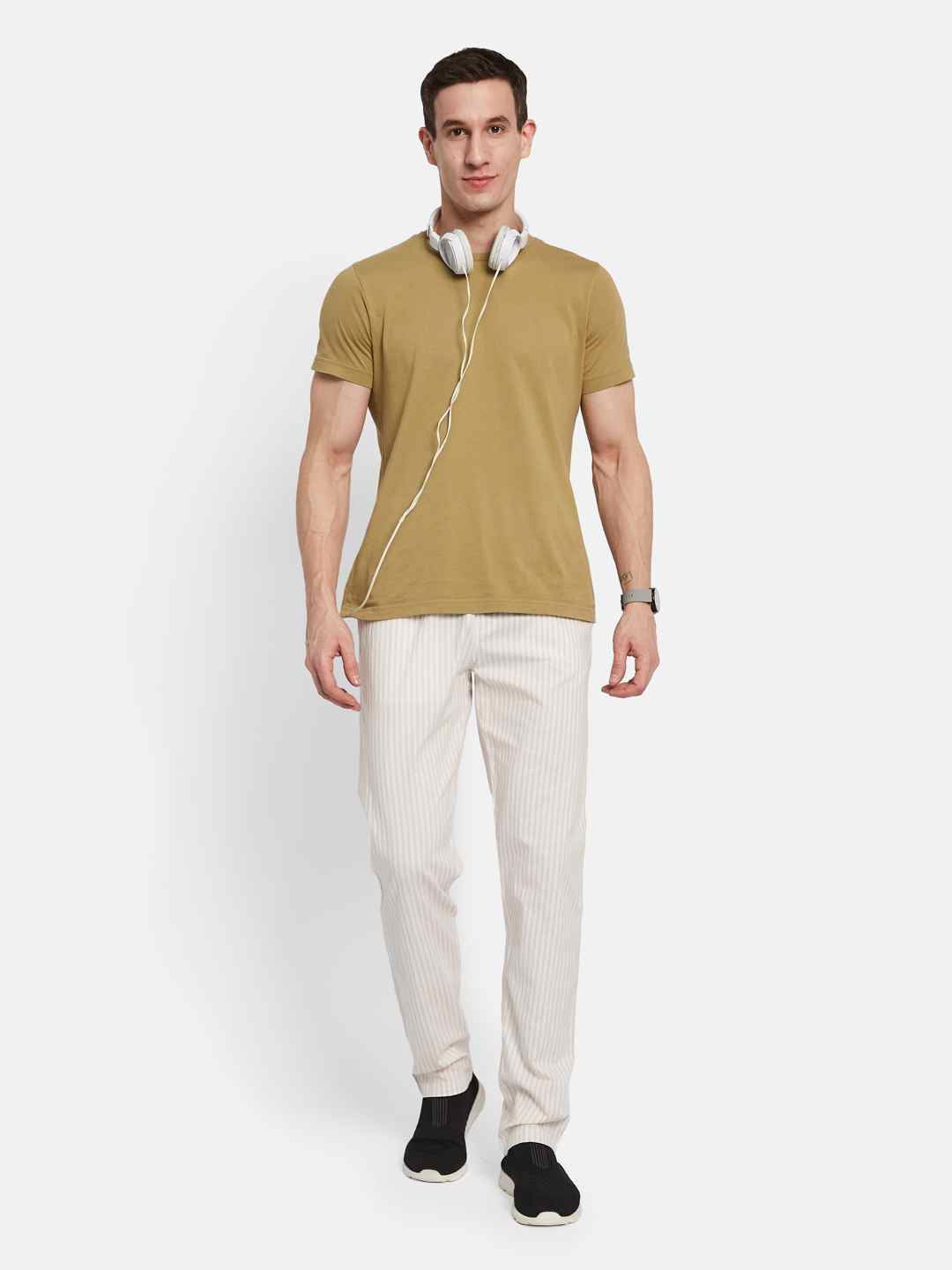 Octave Men Striped Cotton Track Pants