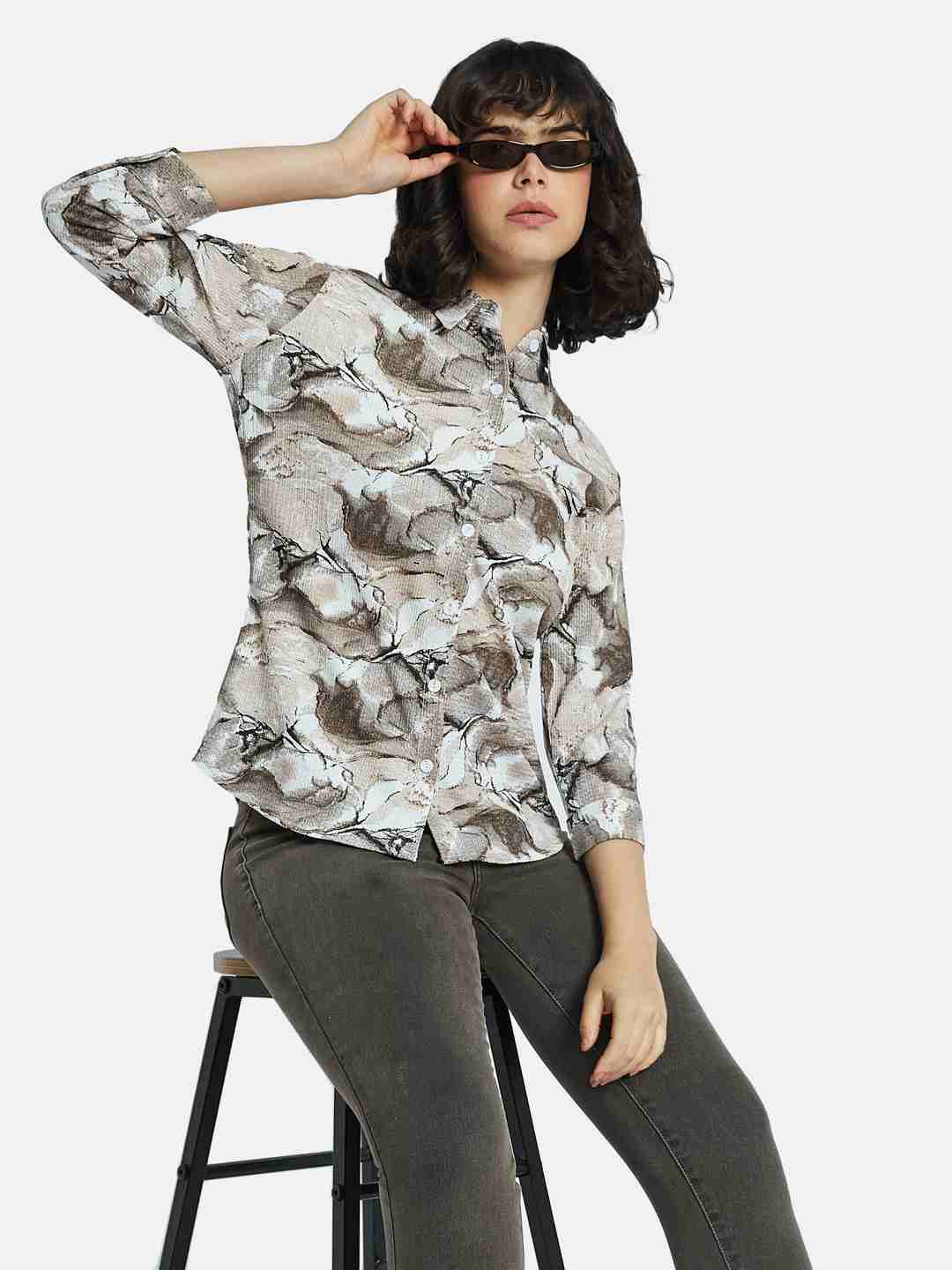 METTLE Women Floral Opaque Printed Casual Shirt