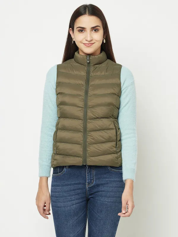 Women Olive Front Open Jackets