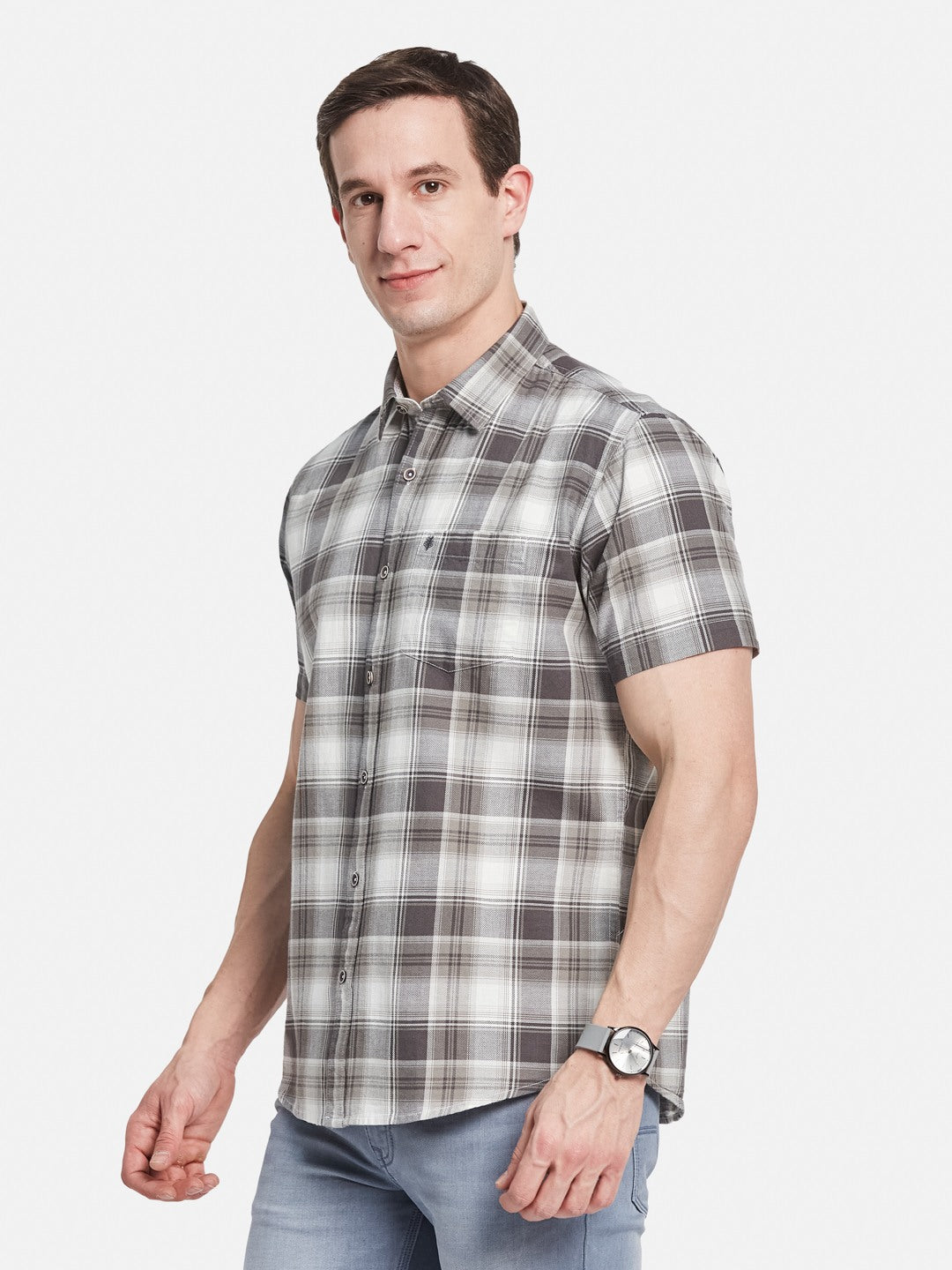 METTLE Men Opaque Checked Casual Shirt