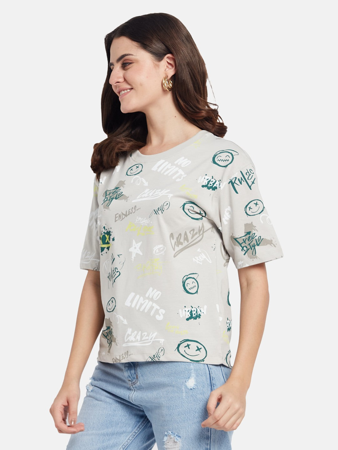 METTLE Typography Printed Round Neck Cotton T-shirt