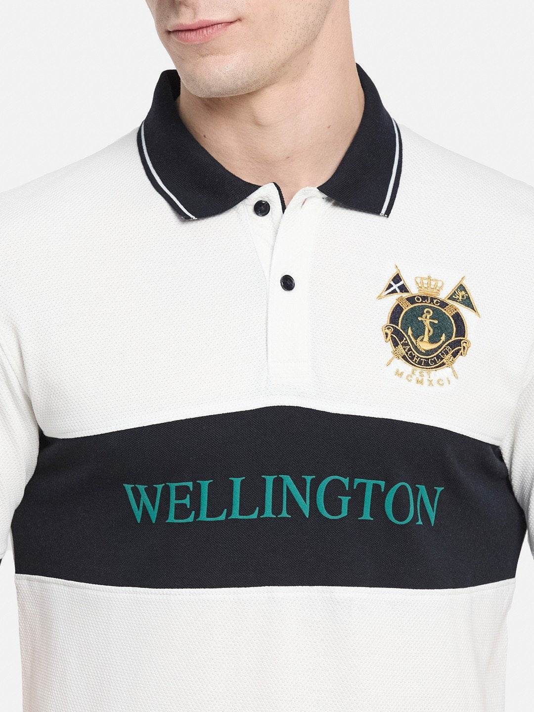 CUT N SEW  CHEST PRINT EMBROIDED APPLIQUE  T-SHIRT
