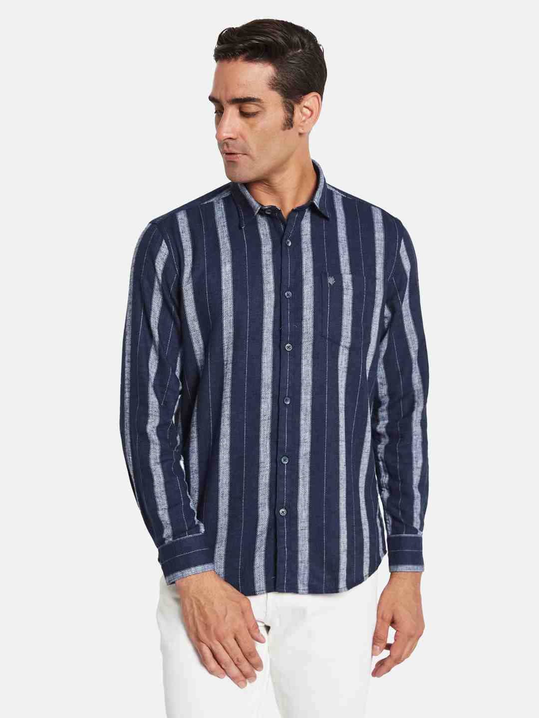 METTLE Men Multi Stripes Opaque Striped Casual Shirt