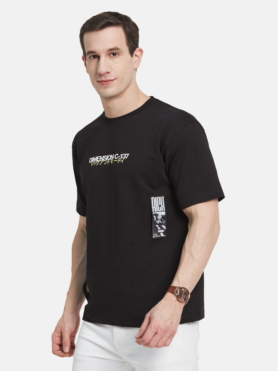 OVERSIZED WARNER BROTHERS BACK PRINT ROUND NECK SEER SUCKER T-SHIRT