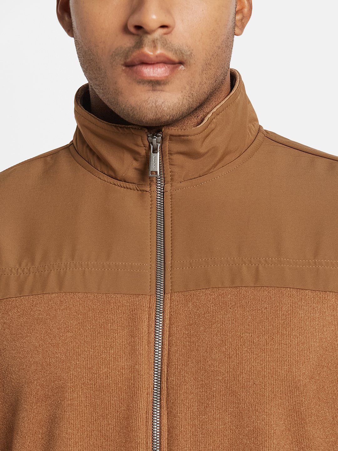 Octave Men Colourblocked Mandarin Collar Sweatshirt