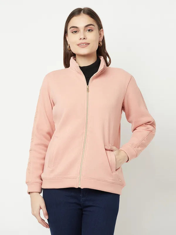 Women Suede Pink Sweatshirts