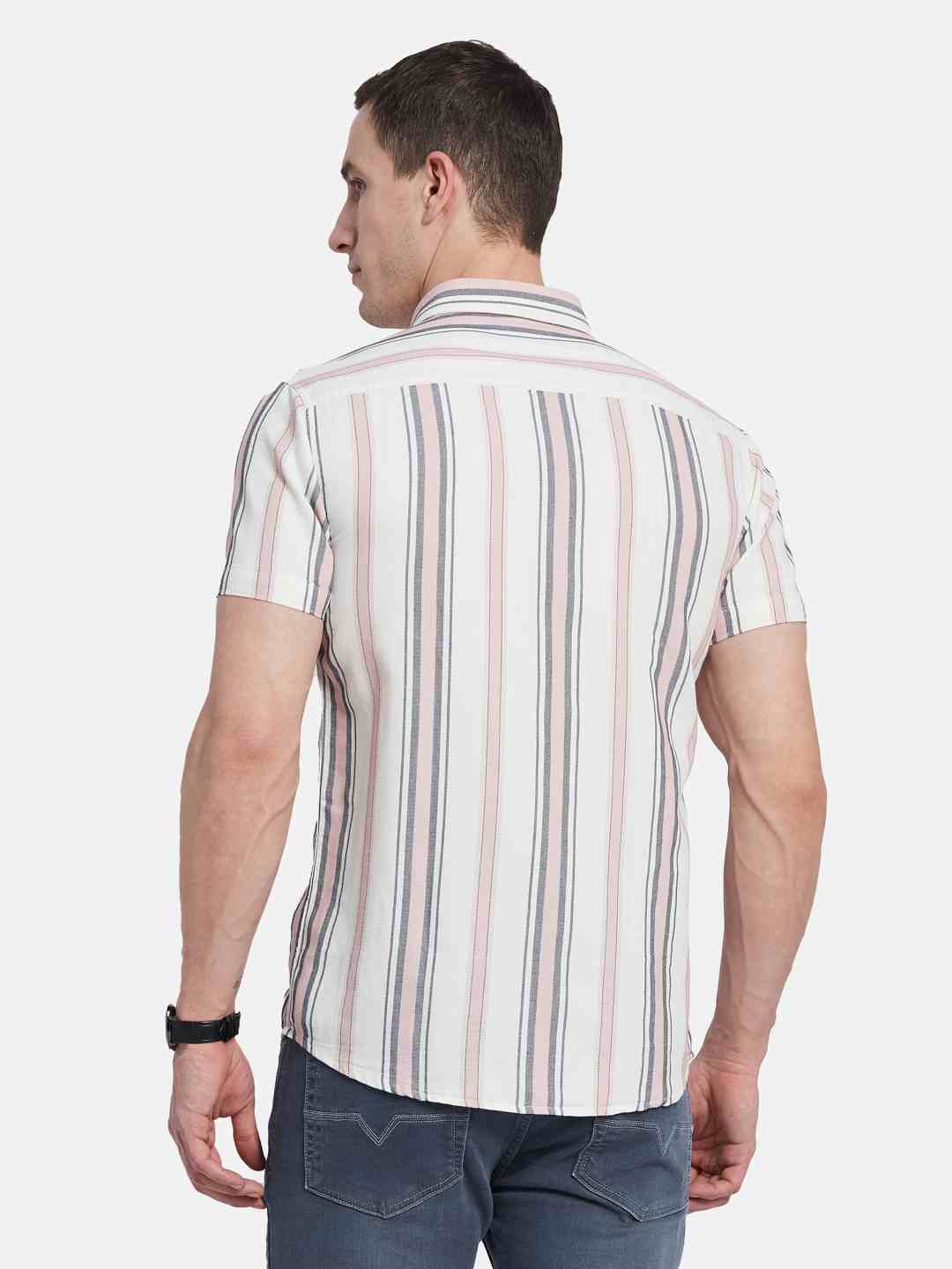 METTLE Men Multi Stripes Opaque Striped Casual Shirt