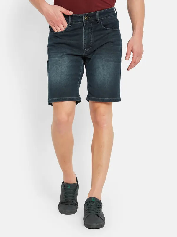 Octave Men Washed Cotton Denim Shorts