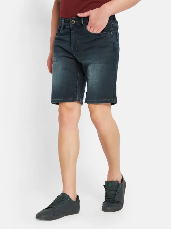 Octave Men Washed Cotton Denim Shorts