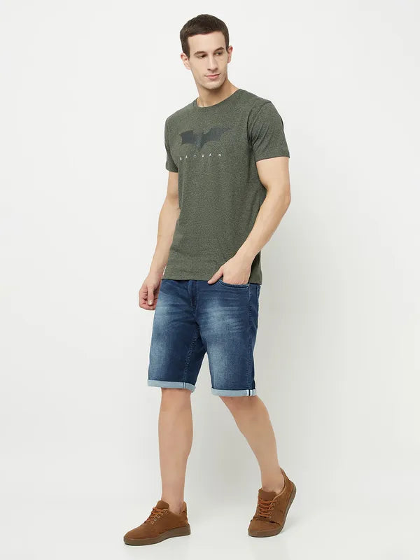 Octave Men Blue Washed Denim Shorts