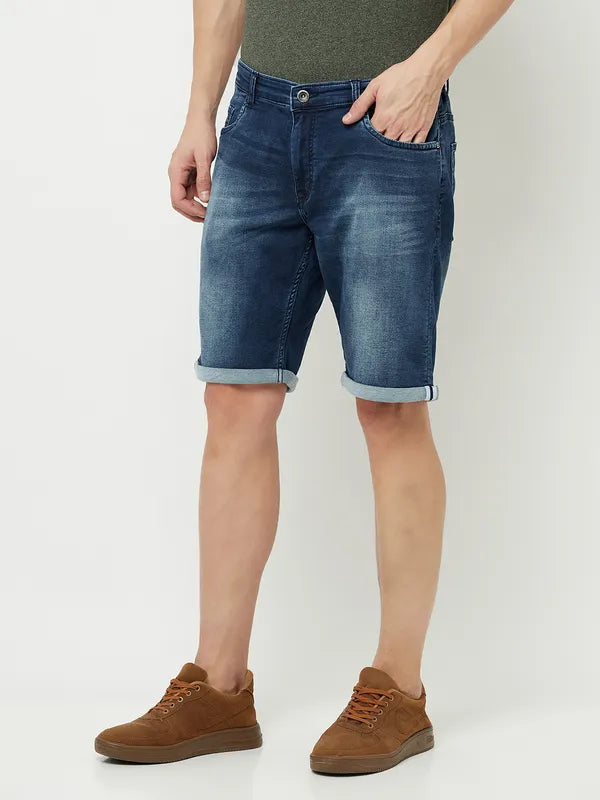 Octave Men Blue Washed Denim Shorts