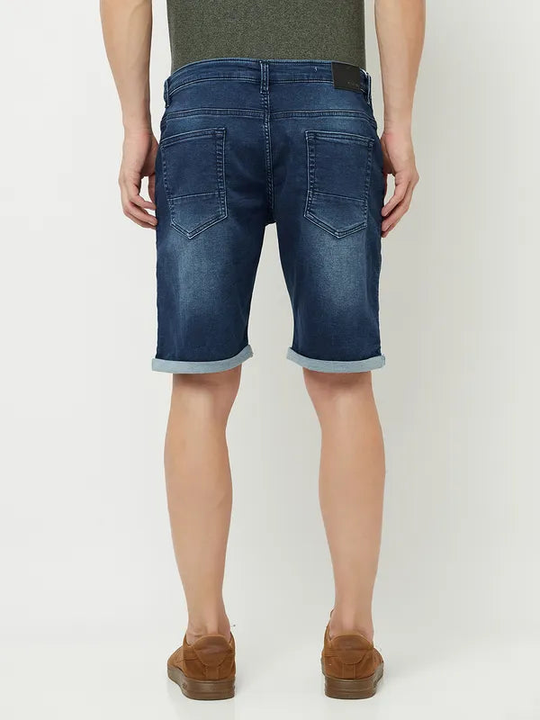 Octave Men Blue Washed Denim Shorts