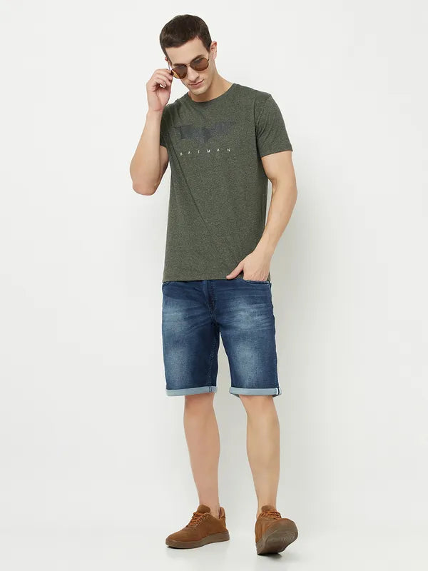 Octave Men Blue Washed Denim Shorts