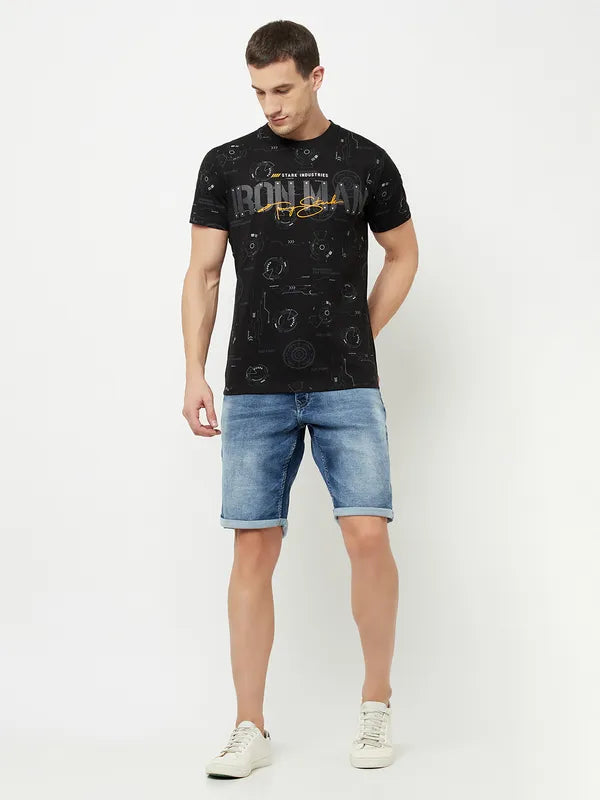 Octave Men Blue Washed Denim Shorts