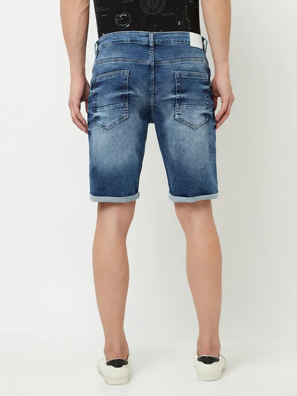 Octave Men Blue Washed Denim Shorts