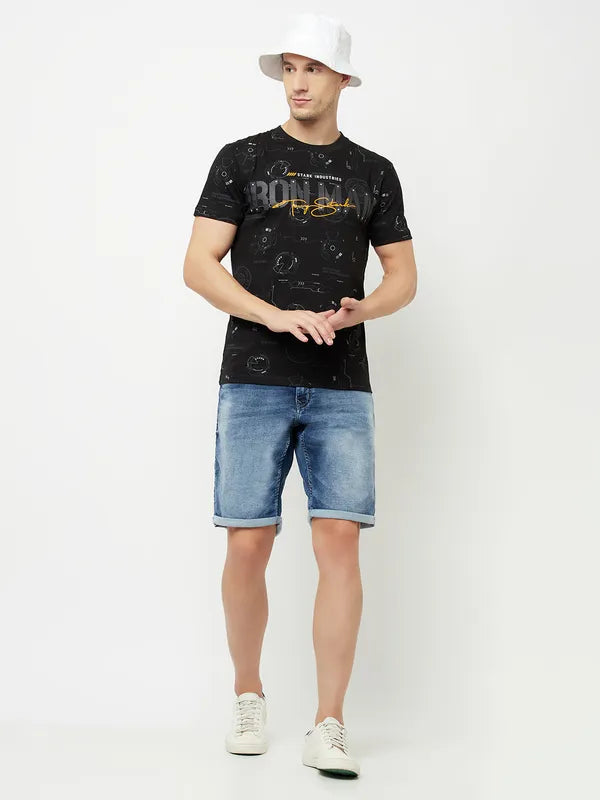 Octave Men Blue Washed Denim Shorts