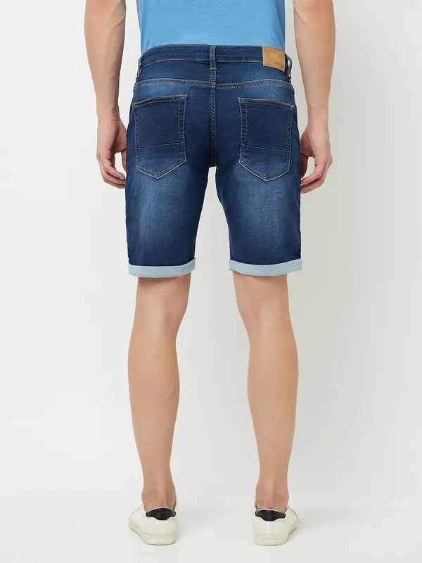 Octave Men Blue Washed Denim Shorts