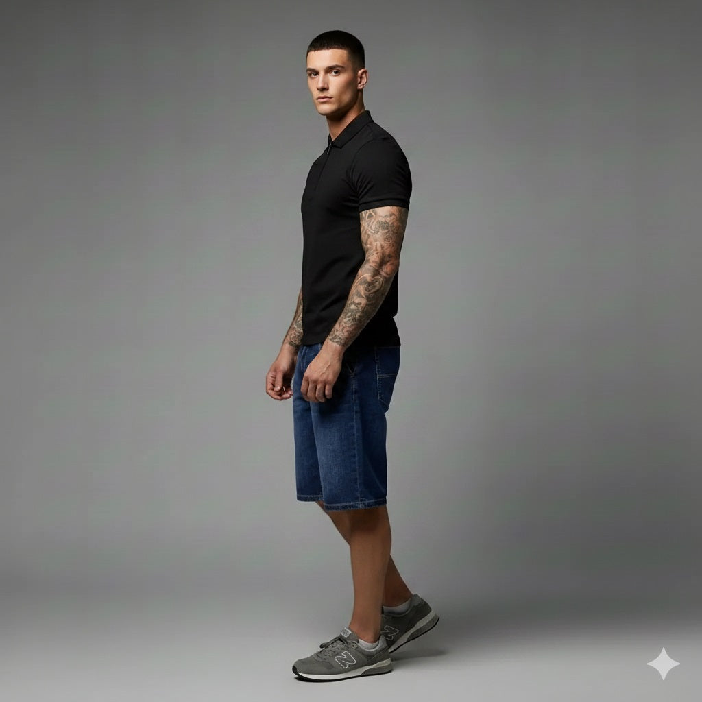 Men Dark Blue Denim Shorts