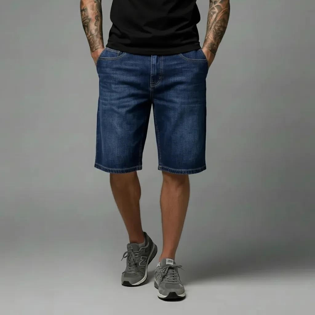 Men Dark Blue Denim Shorts