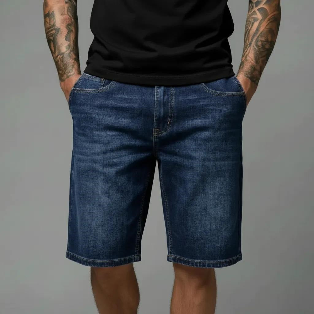 Men Dark Blue Denim Shorts