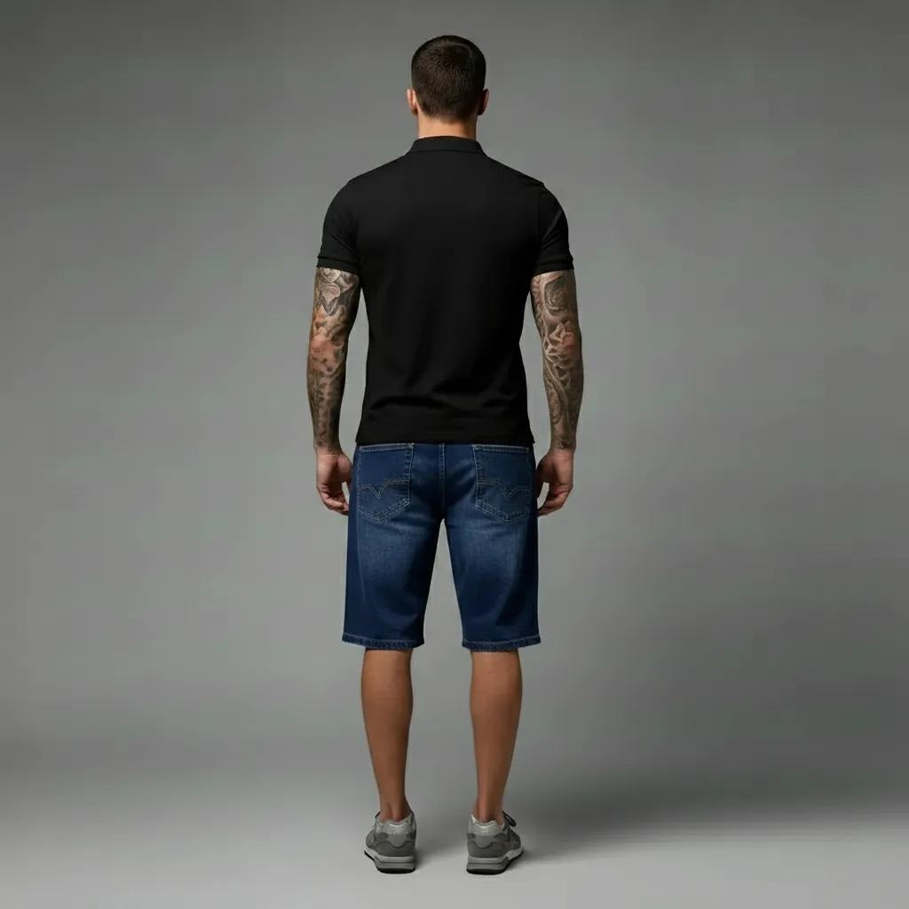 Men Dark Blue Denim Shorts