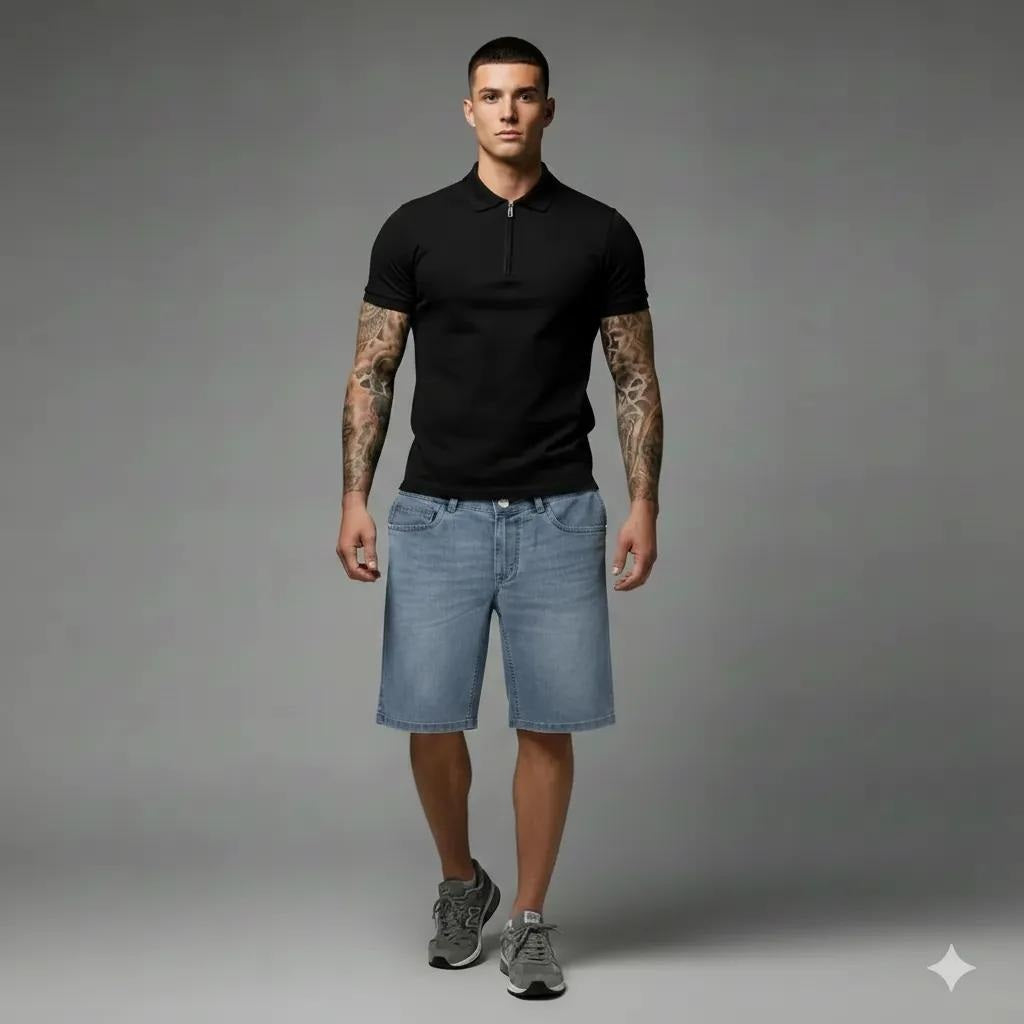 Men Ice Washed Denim Shorts Technology