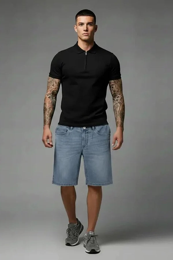 Men Washed Denim Shorts Technology
