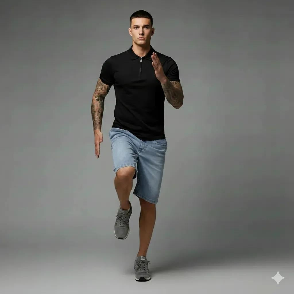 Men Ice Washed Denim Shorts Technology