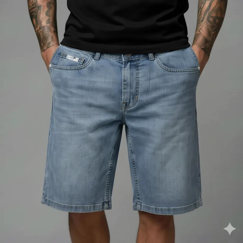 Men Ice Washed Denim Shorts Technology