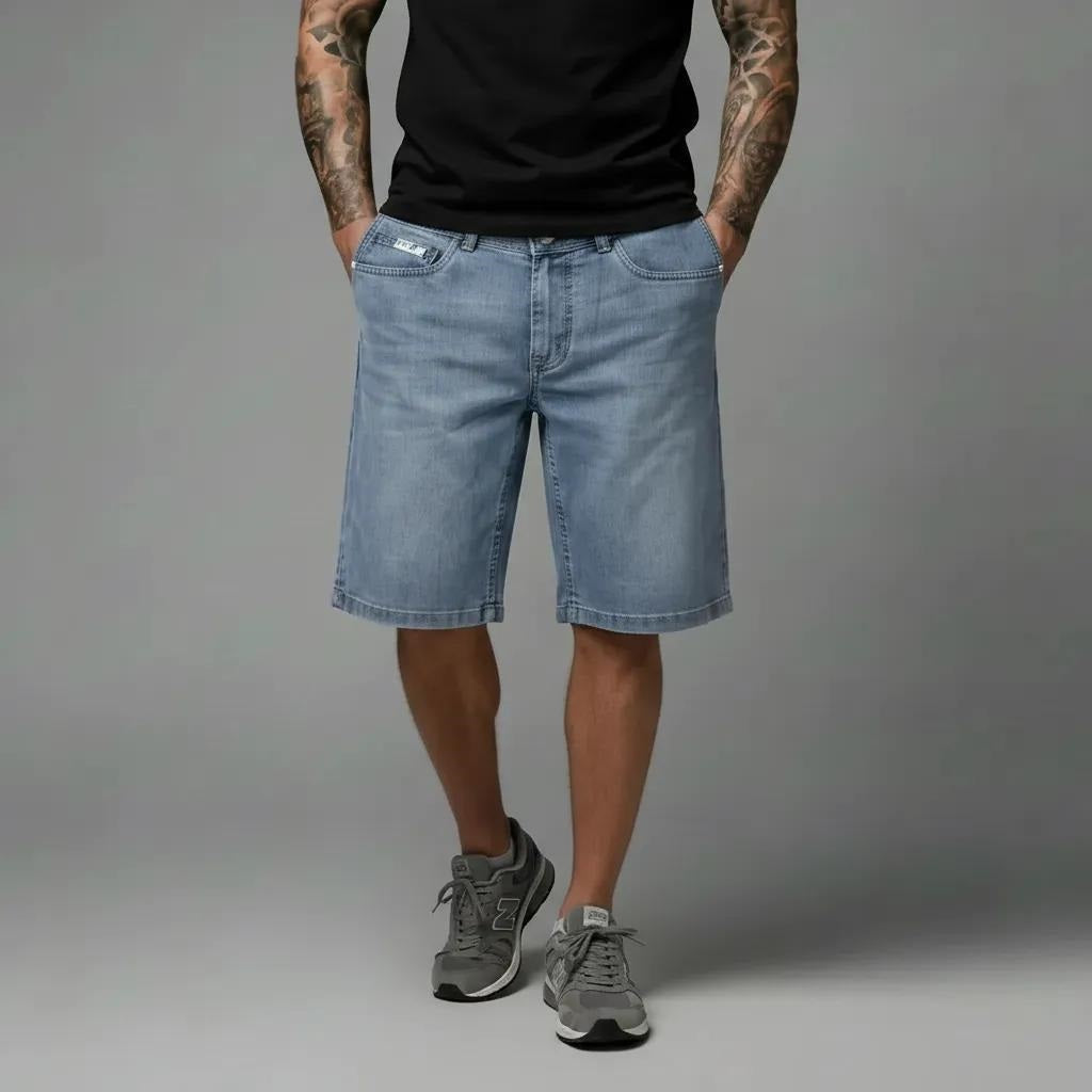 Men Ice Washed Denim Shorts Technology